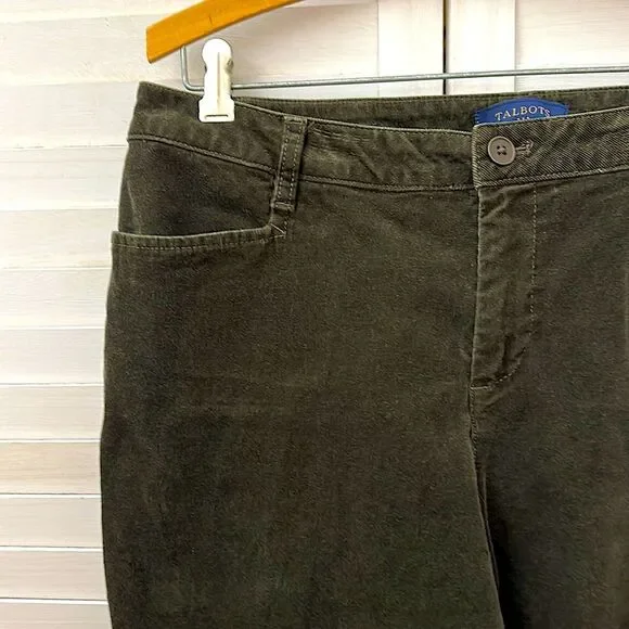 #22-Talbots Corduroy Pants Size 14 Stretch Curvy Olive Green - Picture 3 of 12